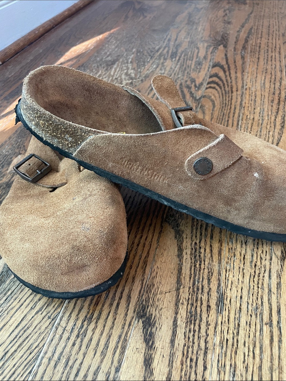 Birkenstock Boston Suede Clogs Taupe Tan Mules Size 38 Regular Fit (wide) - Picture 3 of 10